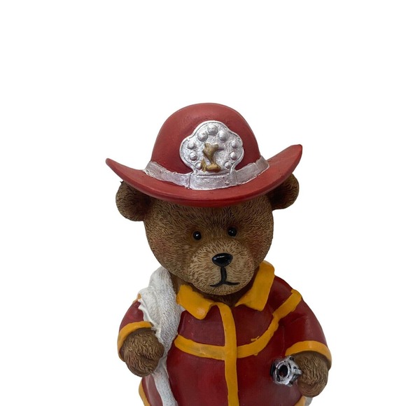 Firefighter Bear Holding Fire Hose Figurine Statue Polystone Fireman Collectible - Picture 11 of 11